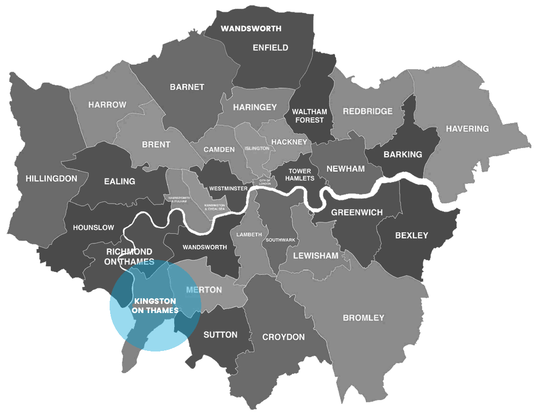 Kingston upon Thames map of London boroughs